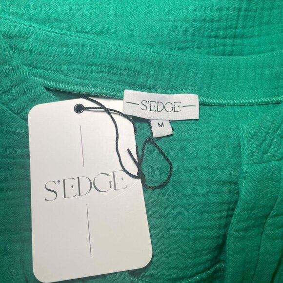 S’Edge Holland Dress Rainforest Green M NWT 100% Cotton Sleeveless Hi-Low Midi - Picture 7 of 7